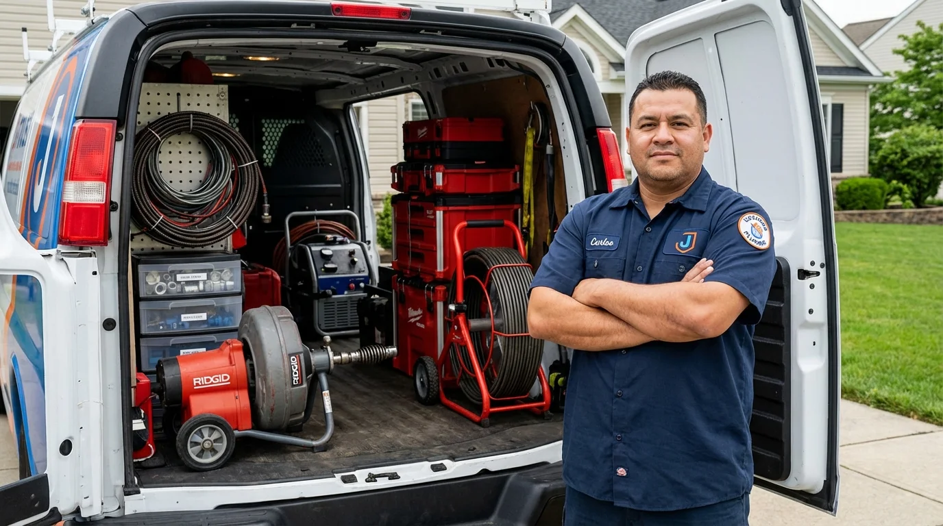 Professional drain cleaning equipment and Johns Plumbing LLC plumber in Dilley