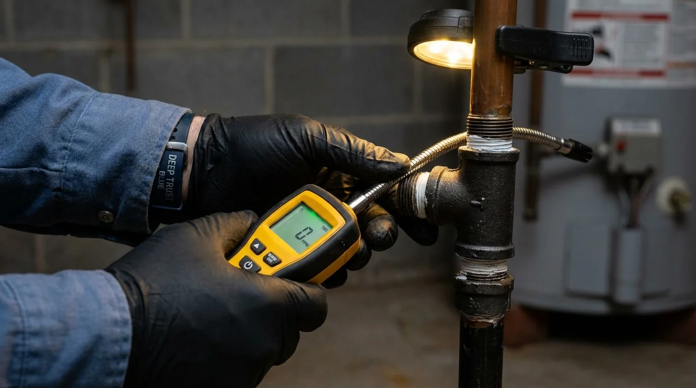 Gas leak detection with electronic sniffer by Johns Plumbing LLC in Dilley