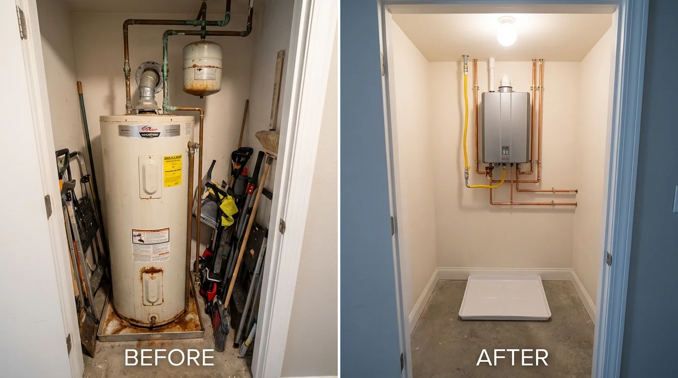 Tank water heater versus wall-mounted tankless unit comparison for Dilley, TX homeowners