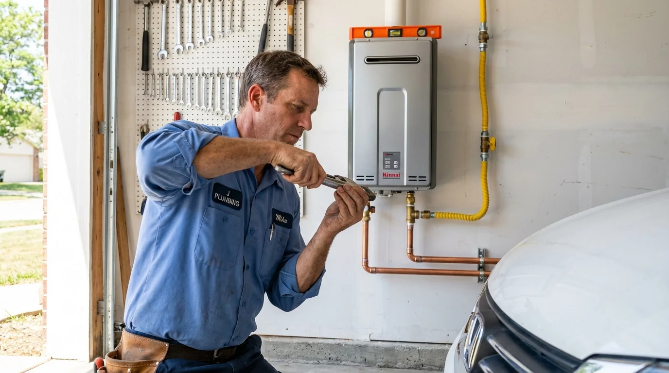 Tankless water heater installation by a Johns Plumbing LLC plumber in Dilley